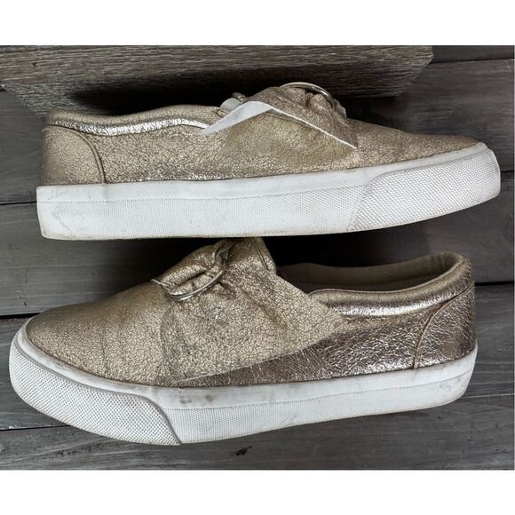 ASOS Metallic Gold Slip On Bow Platform Loafer Size 7 - Picture 9 of 11